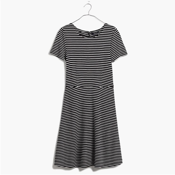 Madewell Gallerist Dress in Black White Stripe Short Sleeve Small - Picture 3 of 13